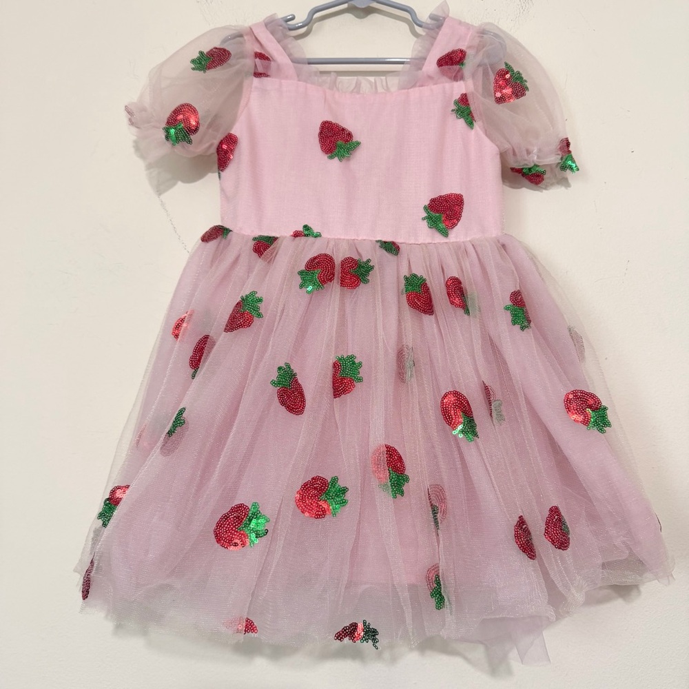 Lola + the Boys Strawberry Sequin Pink Tulle Dress SIZE 4 - Picture 2 of 5